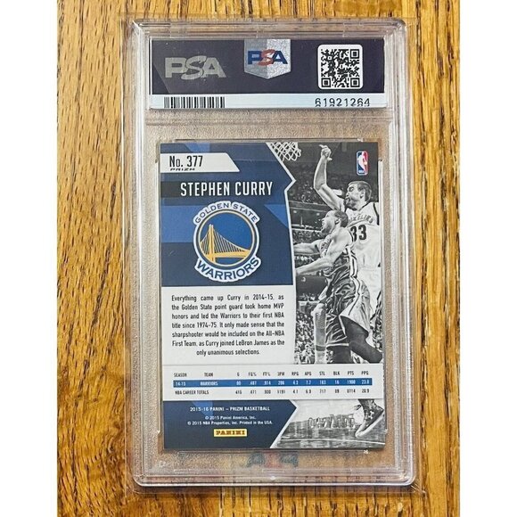 2015 Panini Prizm Stephen Curry Light Blue /199 PSA 9 Mint Low Pop - Picture 2 of 2